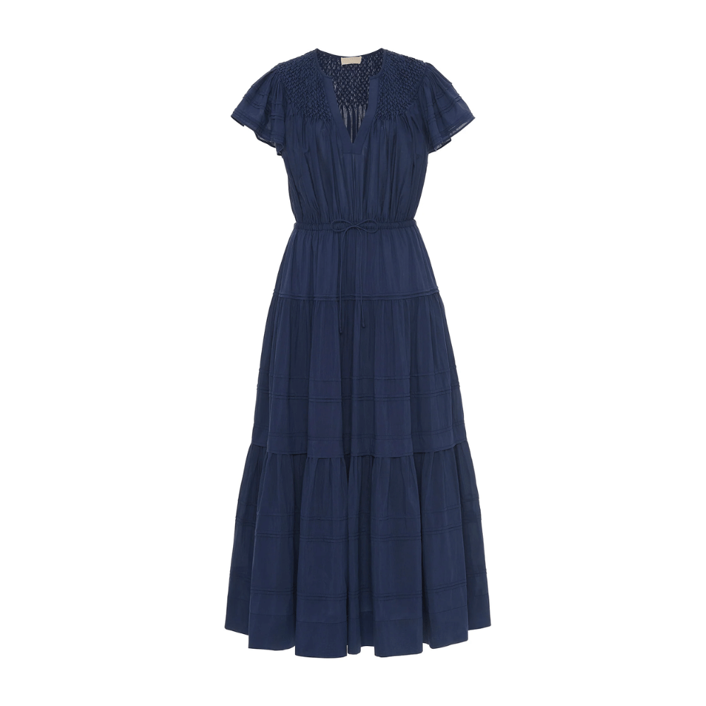 Ulla Johnson Marika Short Sleeve Midi Dress in Midnight Blue ULLA JOHNSON Designer fashion shop online and in store High End fashion boutique Sydney Australia Riada Concept