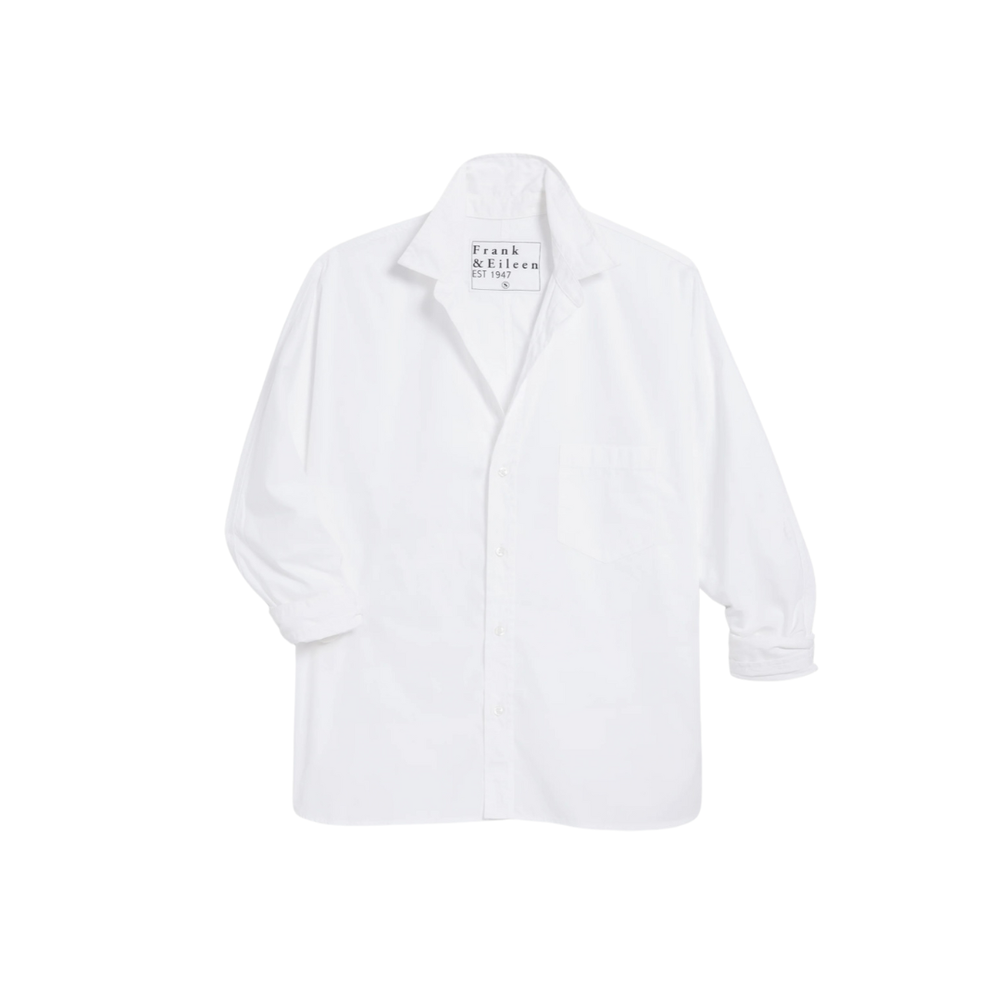 Oona Continuous Sleeve Button Up Shirt in White