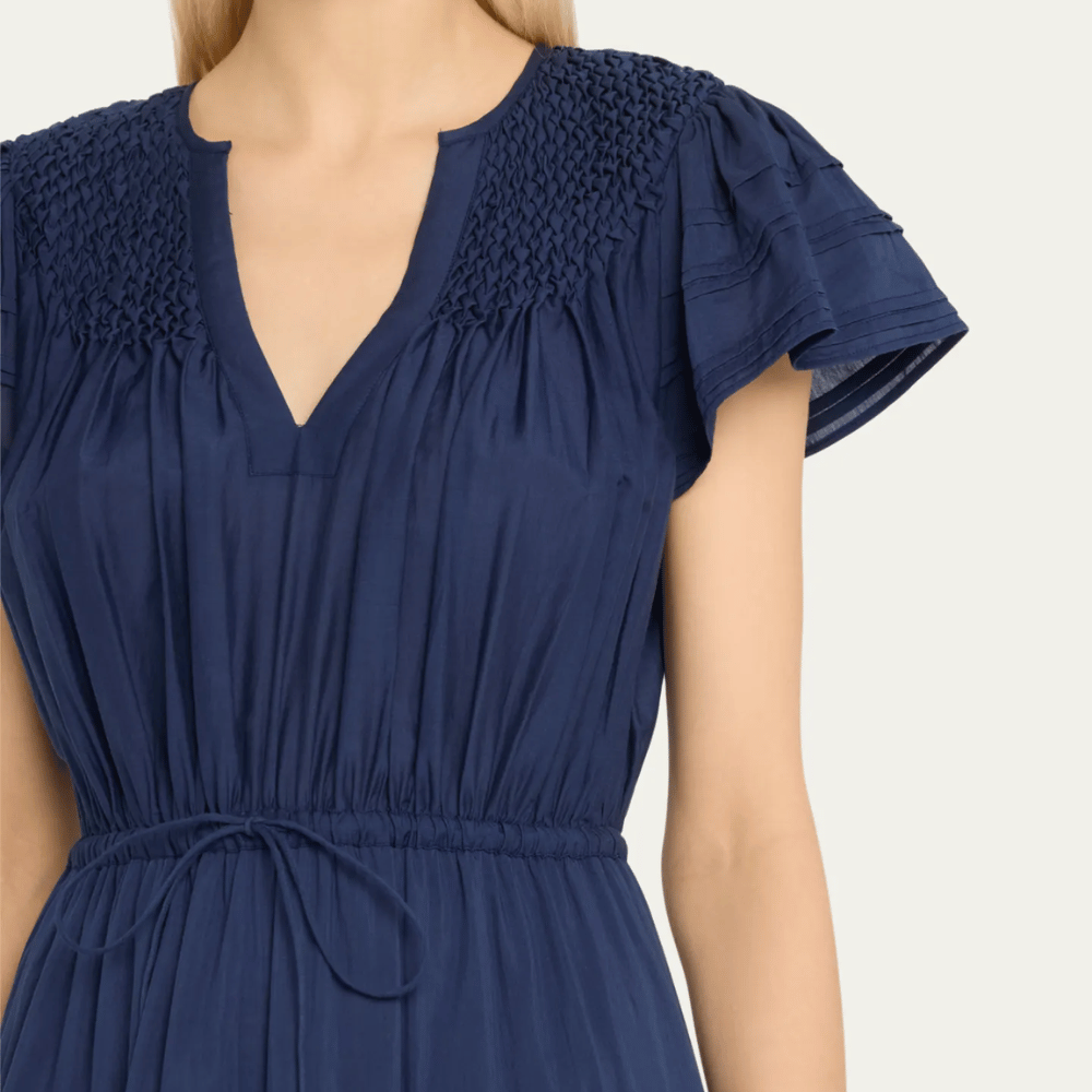 Ulla Johnson Marika Short Sleeve Midi Dress in Midnight Blue ULLA JOHNSON Designer fashion shop online and in store High End fashion boutique Sydney Australia Riada Concept