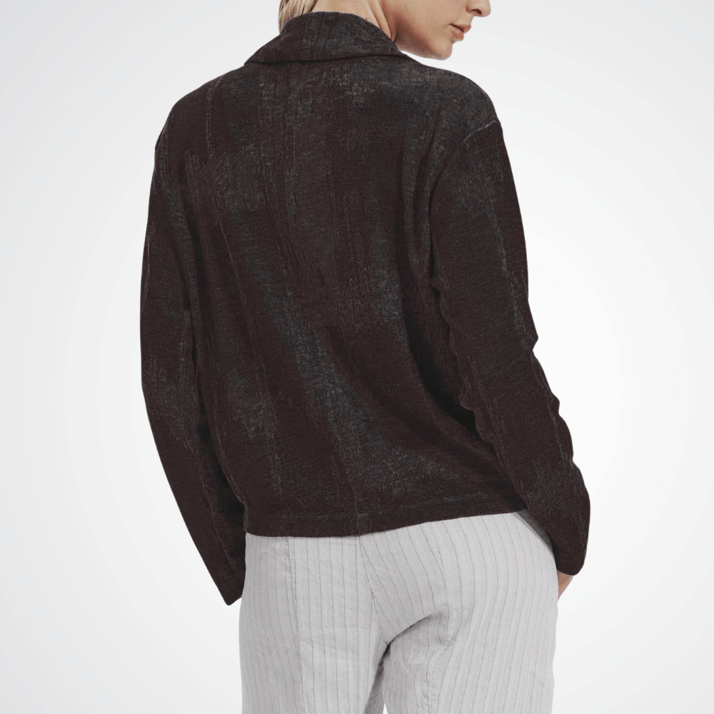 TRANSIT PAR SUCH Button Front Treated Knit Jacket in Black 10453E Transit Par Such at Riada Concept Designer fashion shop online and in store High End fashion boutique Sydney Australia Riada Concept