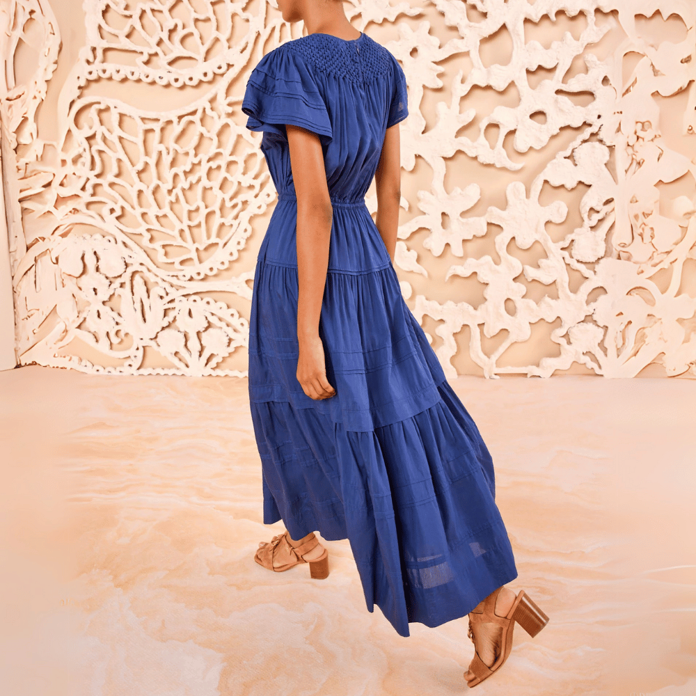 Ulla Johnson Marika Short Sleeve Midi Dress in Midnight Blue ULLA JOHNSON Designer fashion shop online and in store High End fashion boutique Sydney Australia Riada Concept