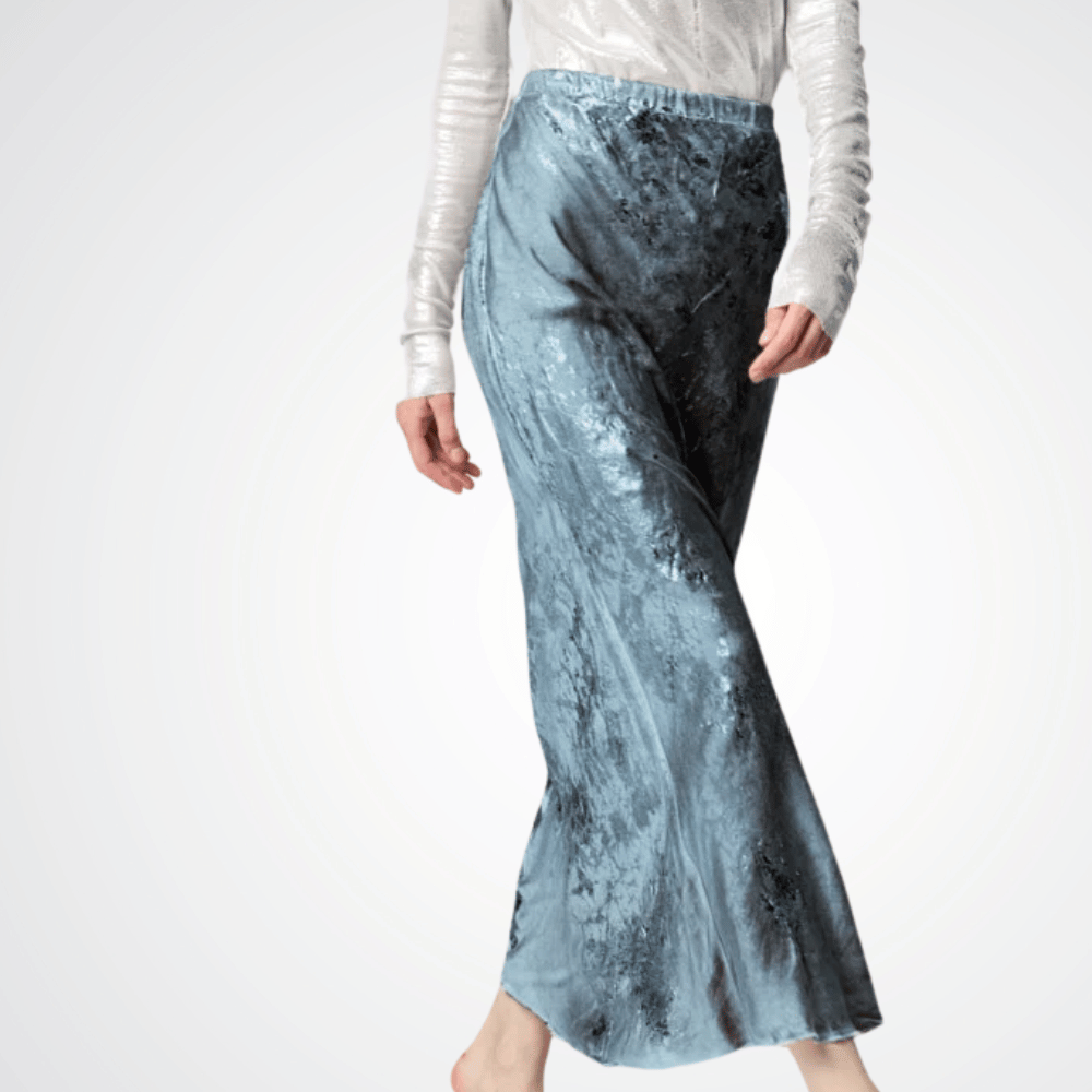 Avant Toi Marble Lamination Effect Stretch Silk Long Skirt in Titanium Blue 225SD2232SSTVL-M Avant Toi Luxury knitwear stockist Australia Riada Concept online Sydney Designer fashion shop online and in store High End fashion boutique Sydney Australia Riada Concept