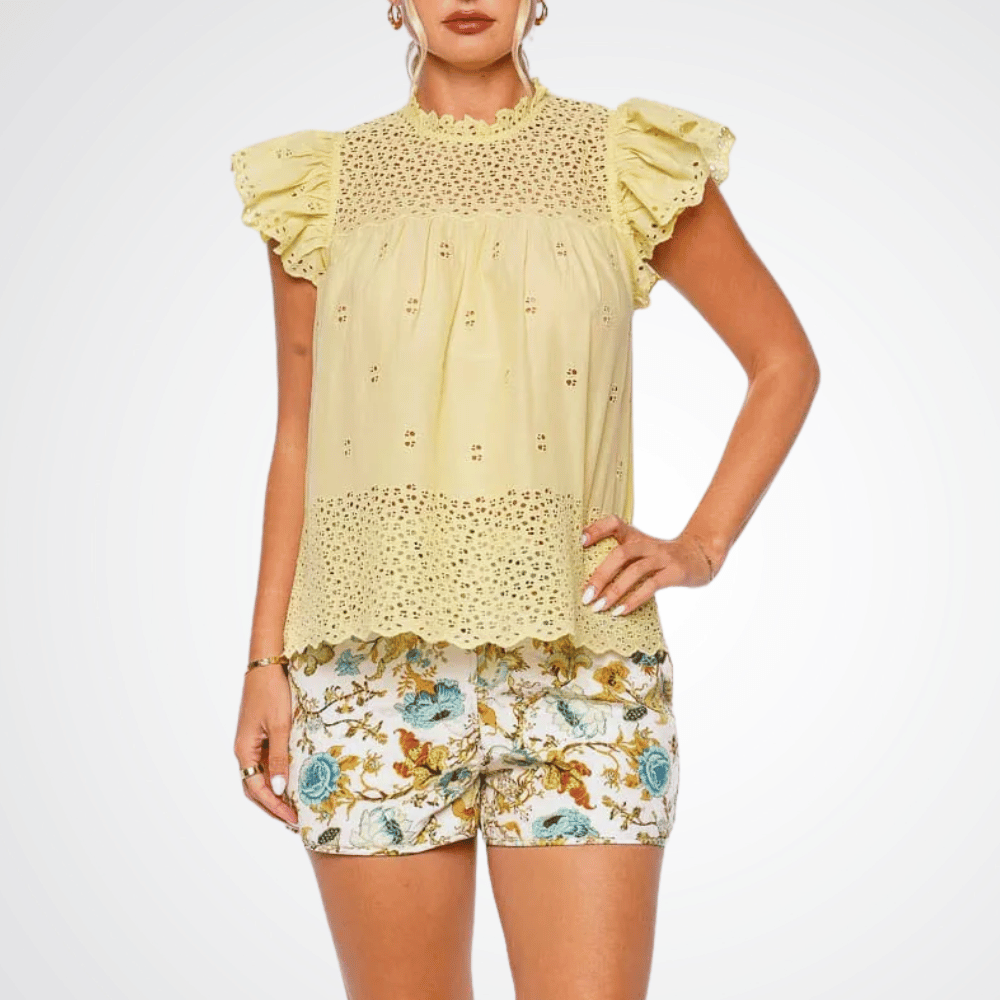 Ulla Johnson Kassi Short Sleeve Top in Chantilly Yellow ULLA JOHNSON Designer fashion shop online and in store High End fashion boutique Sydney Australia Riada Concept