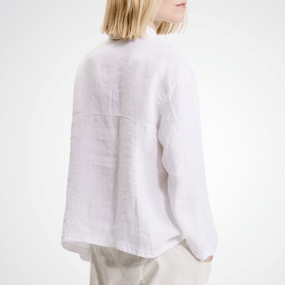 TRANSIT PAR SUCH Long Sleeve Linen Shirt in White E140 Transit Par Such at Riada Concept Designer fashion shop online and in store High End fashion boutique Sydney Australia Riada Concept