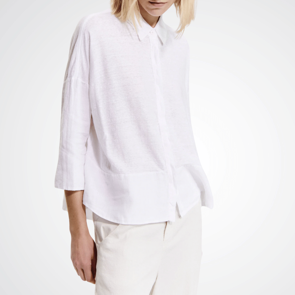 TRANSIT PAR SUCH Linen 3/4 Sleeve Shirt in White K204 Transit Par Such at Riada Concept Designer fashion shop online and in store High End fashion boutique Sydney Australia Riada Concept