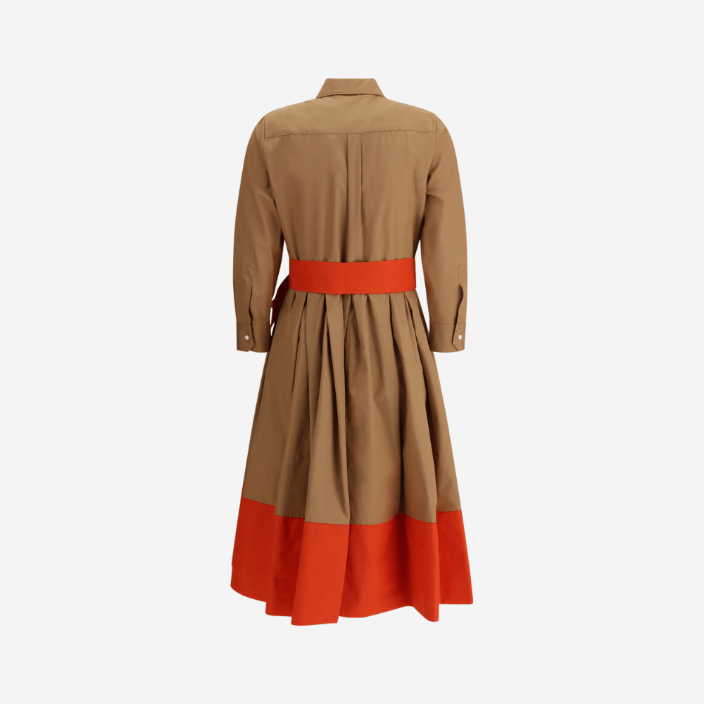 Sara Roka Elenat Dress in Caffe Latte and Red Sara Roka international designer fashion boutique Australia Riada Concept Woollahra