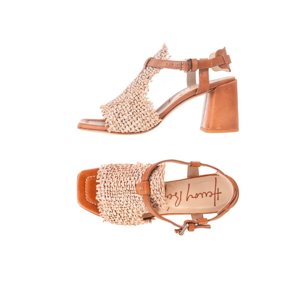 Henry Beguelin Intreccio Heeled Open-Toe Sandal in Madreperla Beige HENRY BEGUELIN Designer fashion handbags shop online and in store High End fashion boutique Sydney Australia Riada Concept