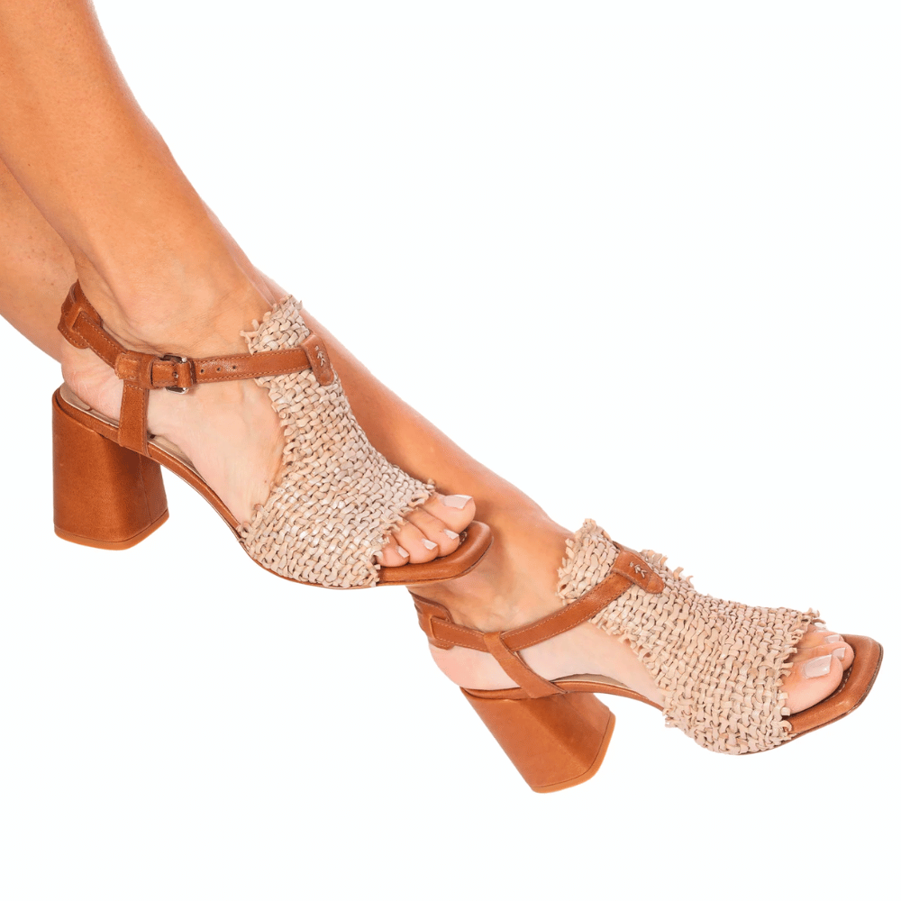 Henry Beguelin Intreccio Heeled Open-Toe Sandal in Madreperla Beige HENRY BEGUELIN Designer fashion handbags shop online and in store High End fashion boutique Sydney Australia Riada Concept