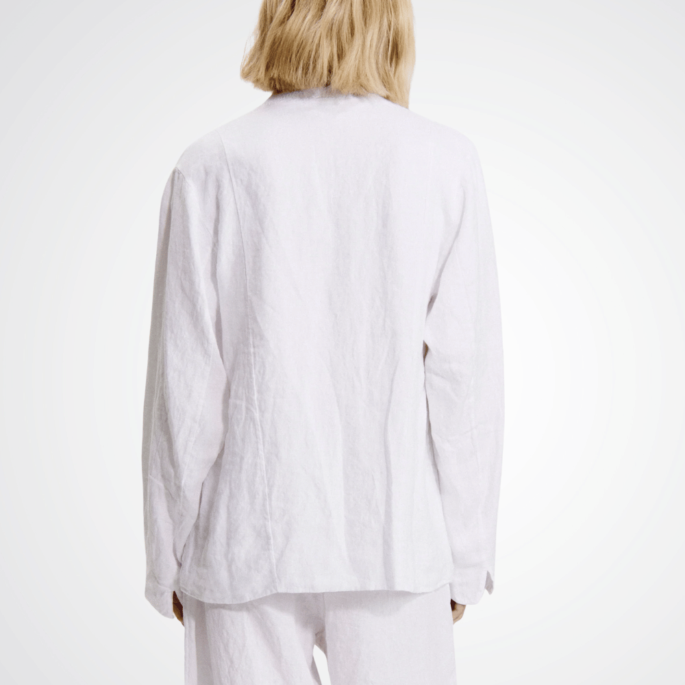 TRANSIT PAR SUCH Textured Linen Double-Breasted Jacket in White S281 Transit Par Such at Riada Concept Designer fashion shop online and in store High End fashion boutique Sydney Australia Riada Concept