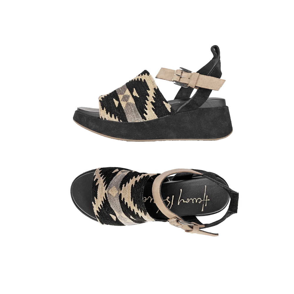 Henry Beguelin Wedge Sandal in Tessuto Azteco Nero HENRY BEGUELIN Designer fashion handbags shop online and in store High End fashion boutique Sydney Australia Riada Concept