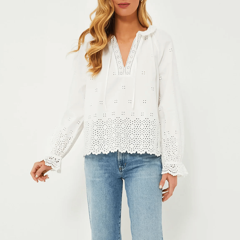 Ulla Johnson Alora Long Sleeve Cotton Blouse in Cowrie ULLA JOHNSON Designer fashion shop online and in store High End fashion boutique Sydney Australia Riada Concept
