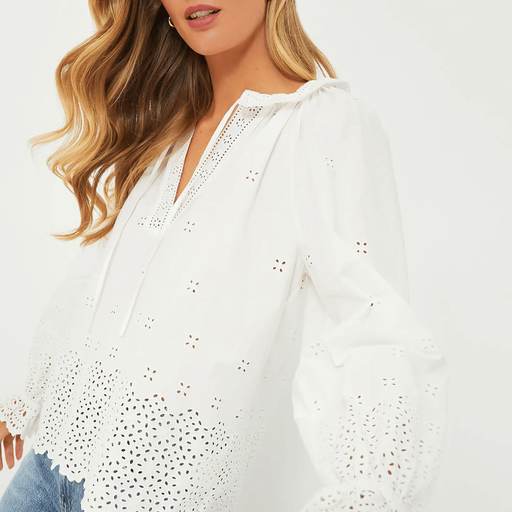 Ulla Johnson Alora Long Sleeve Cotton Blouse in Cowrie ULLA JOHNSON Designer fashion shop online and in store High End fashion boutique Sydney Australia Riada Concept