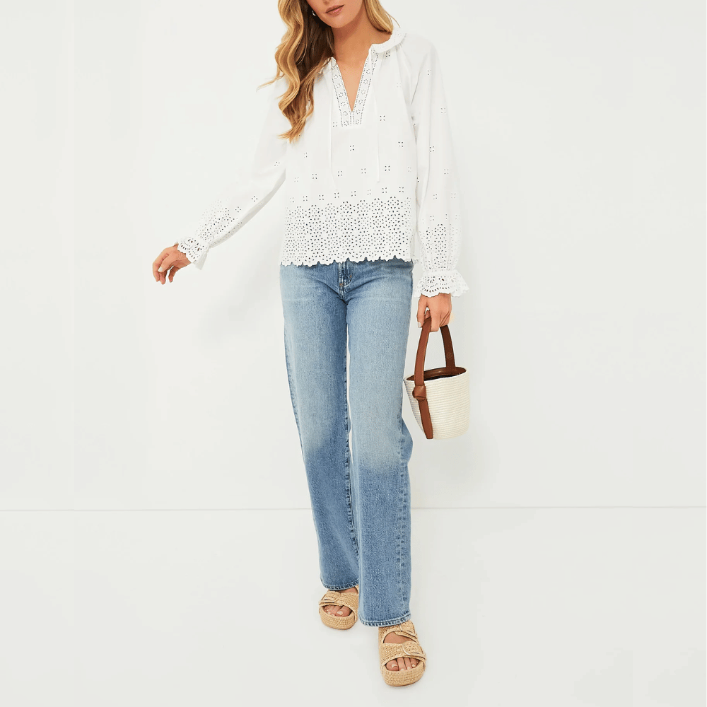 Ulla Johnson Alora Long Sleeve Cotton Blouse in Cowrie ULLA JOHNSON Designer fashion shop online and in store High End fashion boutique Sydney Australia Riada Concept