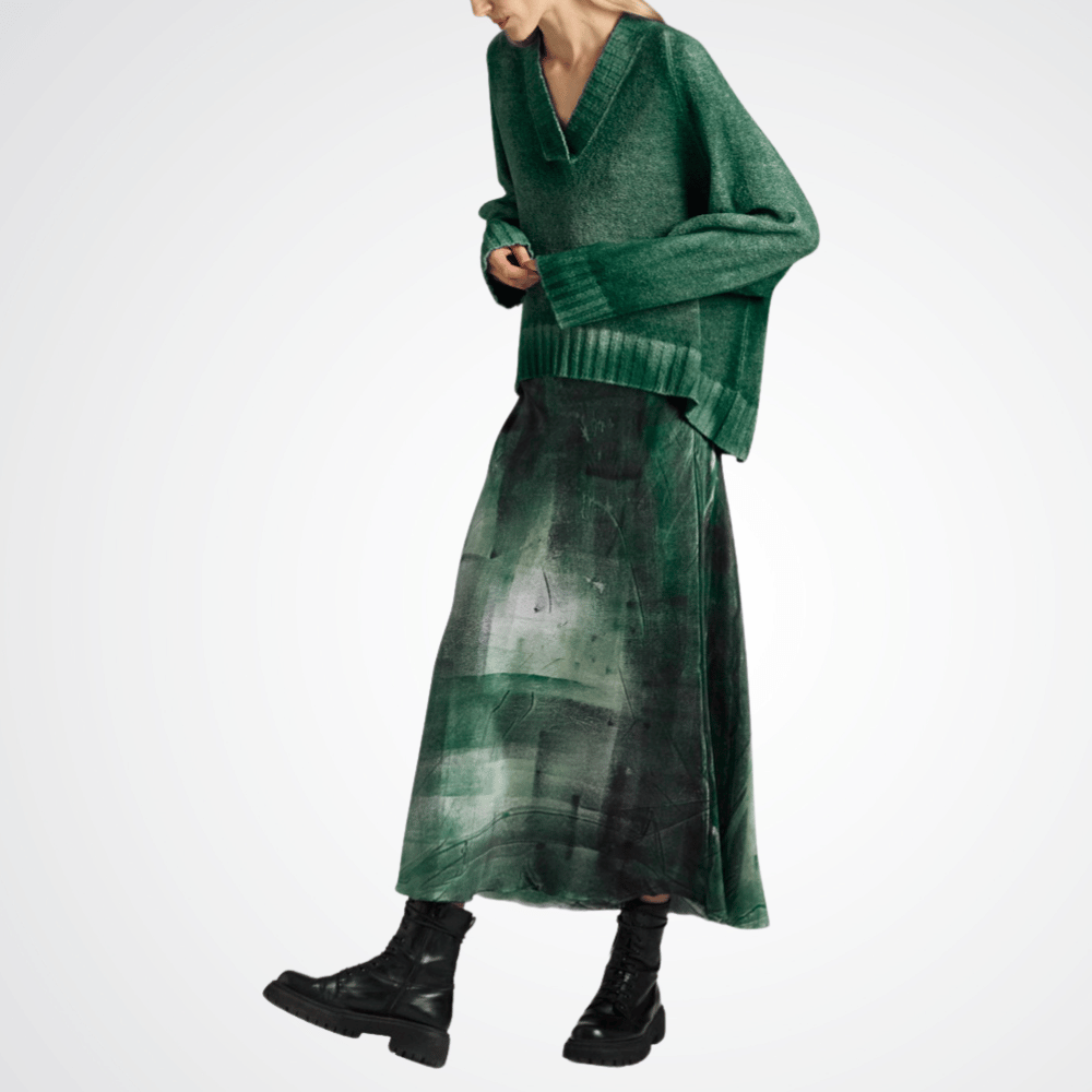 Avant Toi Murales Effect Stretch Silk Midi Skirt in Brughiera – International Designer Fashion Boutique Australia Riada Concept Woollahra