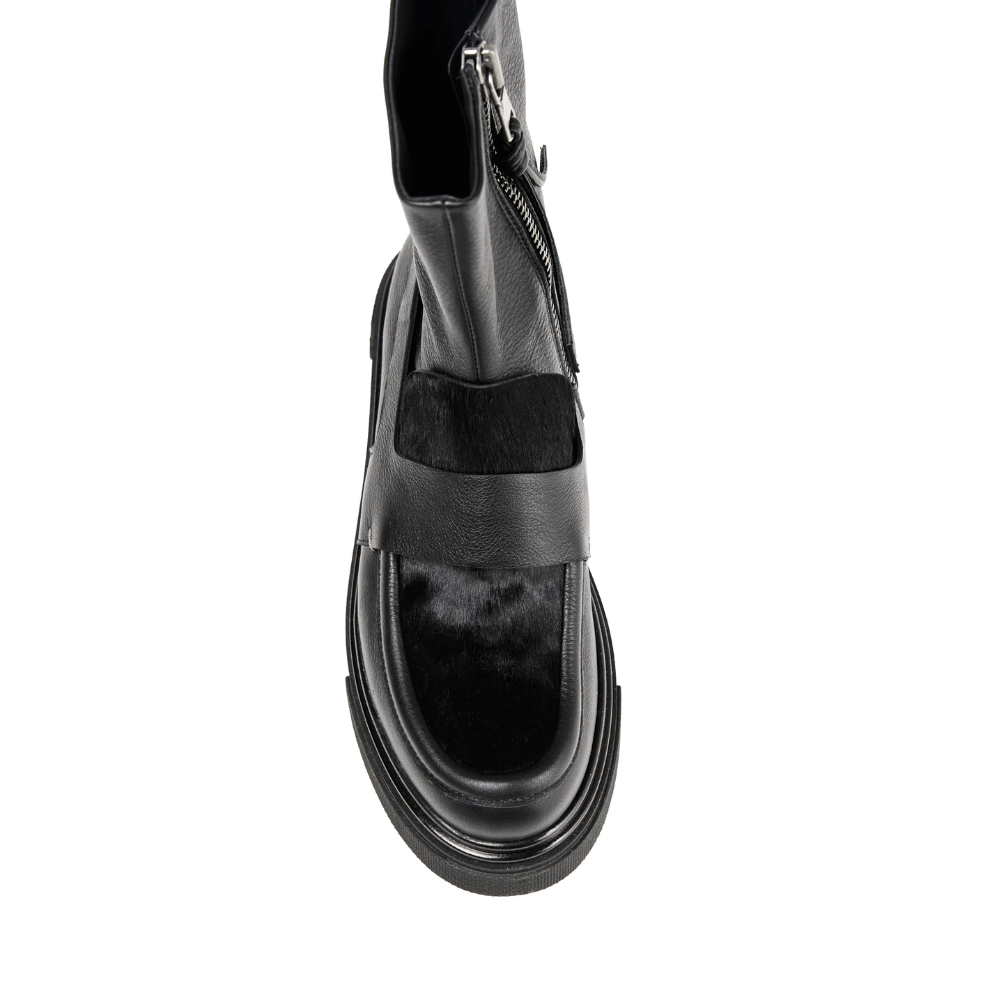 Henry Beguelin Mousse Leather Ankle Boot Moccasin in Pony Sfumato Nero HENRY BEGUELIN Designer fashion handbags shop online and in store High End fashion boutique Sydney Australia Riada Concept