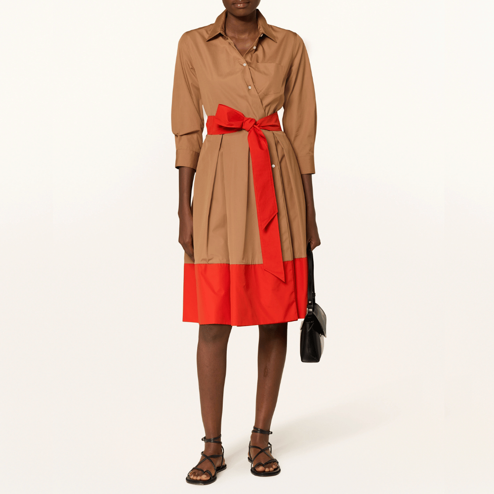 Sara Roka Elenat Dress in Caffe Latte and Red – International designer fashion boutique Australia Riada Concept Woollahra