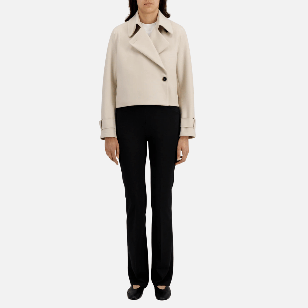 Harris Wharf London Cropped Cashmere-Blend Trench Jacket in Almond – International designer fashion boutique Australia Riada Concept Woollahra