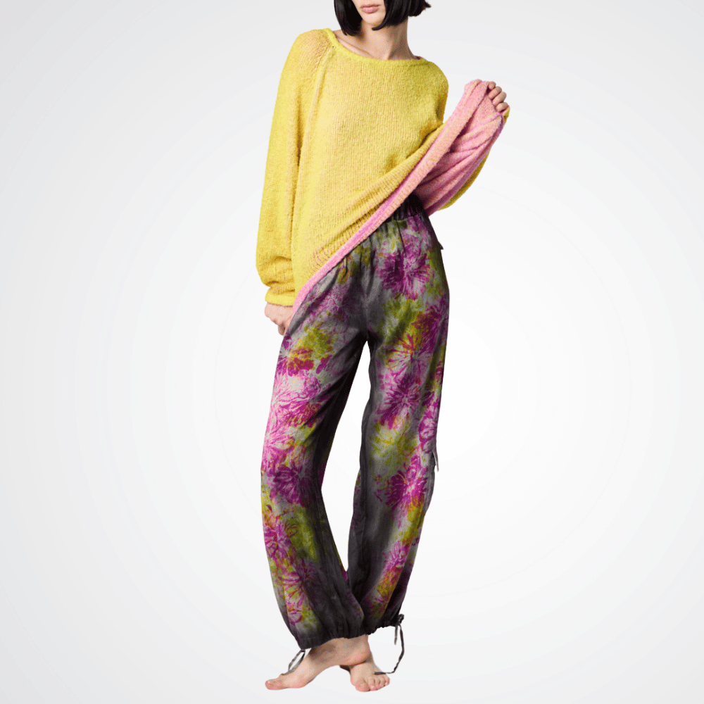 Avant Toi Brushed Cotton Round Neck Oversized Pullover in Yellow and Pink Avant Toi Luxury knitwear stockist Australia Riada Concept online Sydney Designer fashion shop online and in store High End fashion boutique Sydney Australia Riada Concept