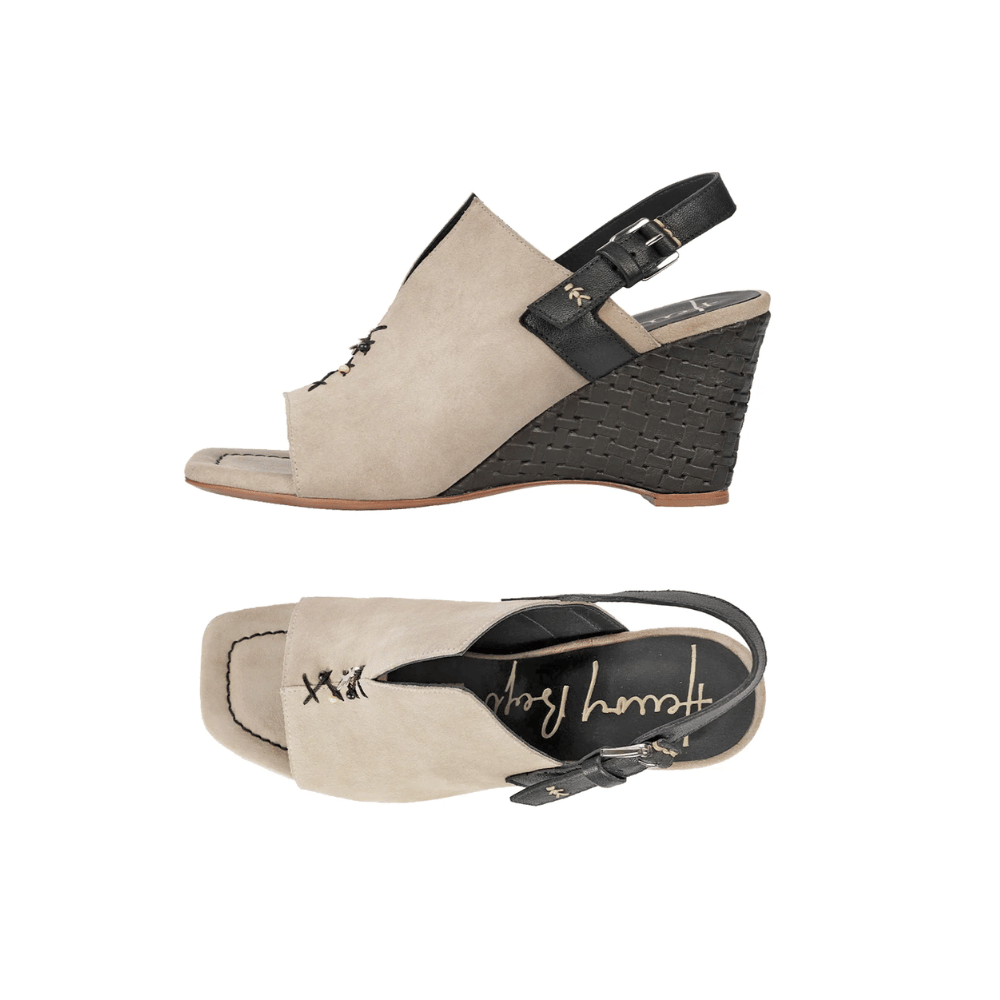 Henry Beguelin Camoscio Vintage Wedge Sandal in Beige HENRY BEGUELIN Designer fashion handbags shop online and in store High End fashion boutique Sydney Australia Riada Concept