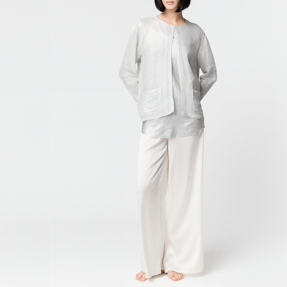 Avant Toi Laminated Ribbed Modal Tank Top in Silver 225SD2700JCVL-R Avant Toi Luxury knitwear stockist Australia Riada Concept online Sydney Designer fashion shop online and in store High End fashion boutique Sydney Australia Riada Concept