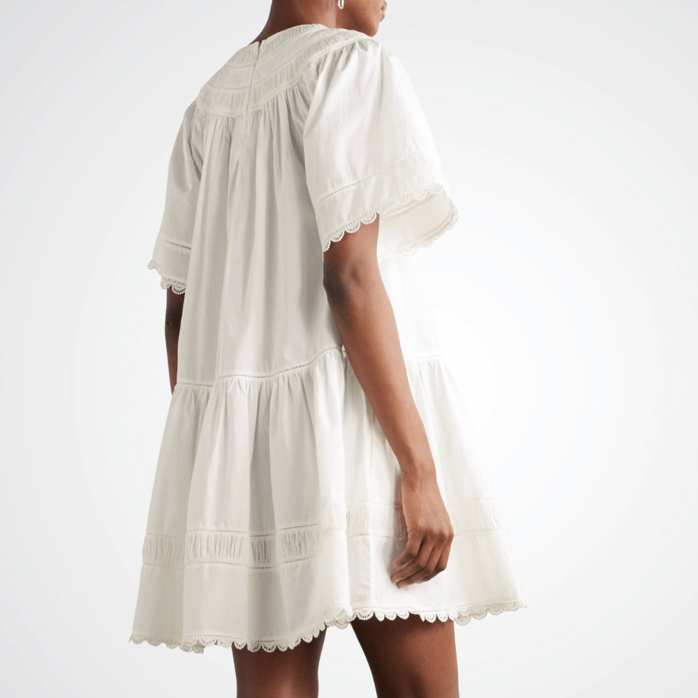 Ulla Johnson Oumi Short Sleeve Mini Dress in Cream ULLA JOHNSON Designer fashion shop online and in store High End fashion boutique Sydney Australia Riada Concept