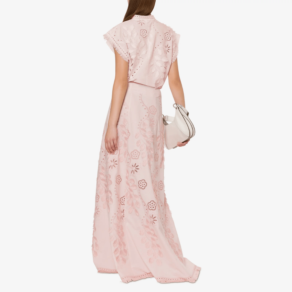 Alberta Ferretti A-Line Sangallo Embroidered Maxi Skirt in Pink Alberta Ferretti Australia Stockist Australia Online Riada Concept Luxury Fashion Boutique