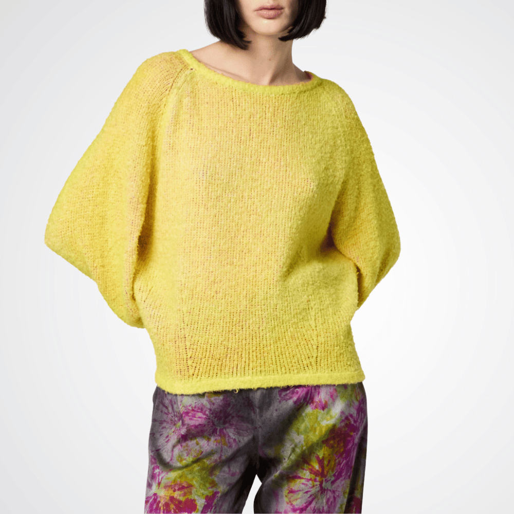 Avant Toi Brushed Cotton Round Neck Oversized Pullover in Yellow and Pink Avant Toi Luxury knitwear stockist Australia Riada Concept online Sydney Designer fashion shop online and in store High End fashion boutique Sydney Australia Riada Concept