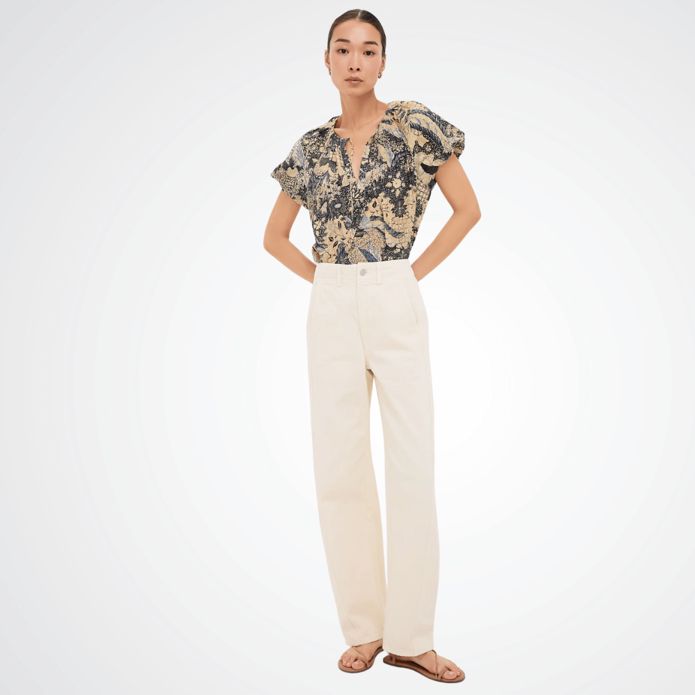 Ulla Johnson Issa Short Sleeve Round Neck Top in Bellflower Print ULLA JOHNSON Designer fashion shop online and in store High End fashion boutique Sydney Australia Riada Concept