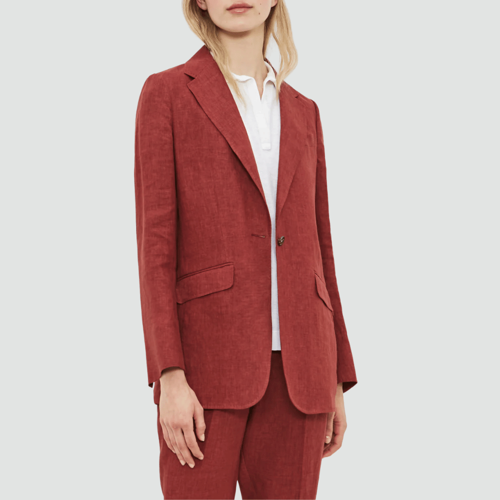 Massimo Alba Woman Aline Délavé Linen Single-Breasted Jacket in Burnt Red MASSIMO ALBA WOMENS Designer fashion shop online and in store High End fashion boutique Sydney Australia Riada Concept