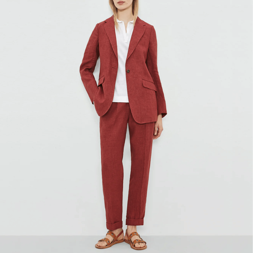 Massimo Alba Woman Aline Délavé Linen Single-Breasted Jacket in Burnt Red MASSIMO ALBA WOMENS Designer fashion shop online and in store High End fashion boutique Sydney Australia Riada Concept