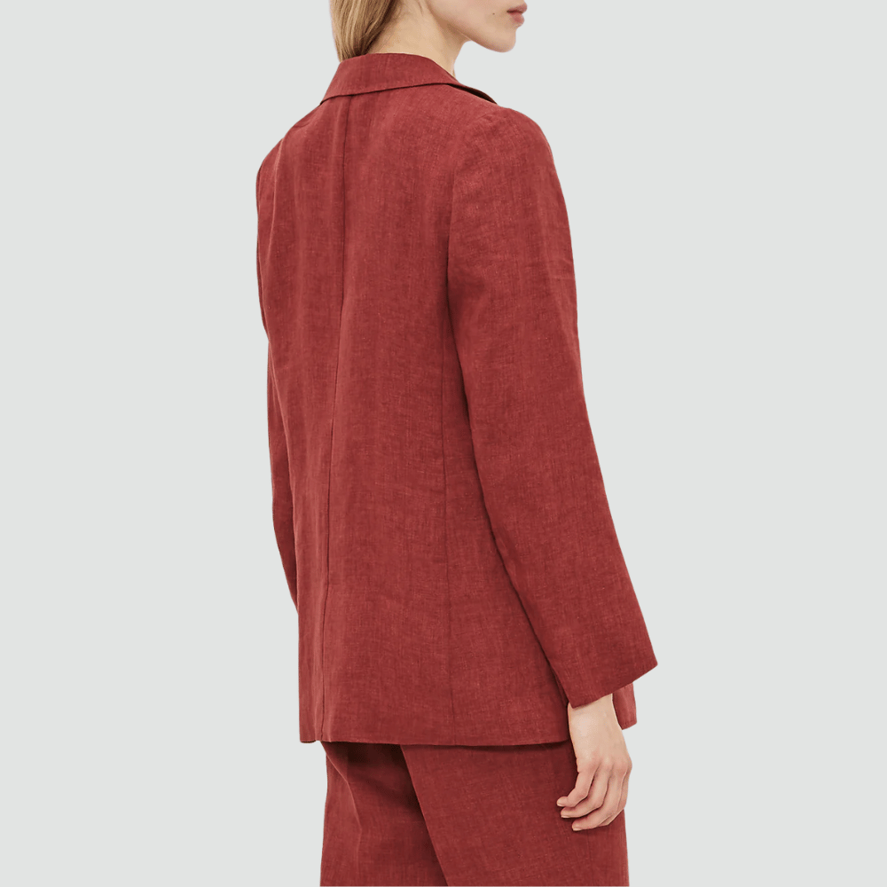 Massimo Alba Woman Aline Délavé Linen Single-Breasted Jacket in Burnt Red MASSIMO ALBA WOMENS Designer fashion shop online and in store High End fashion boutique Sydney Australia Riada Concept
