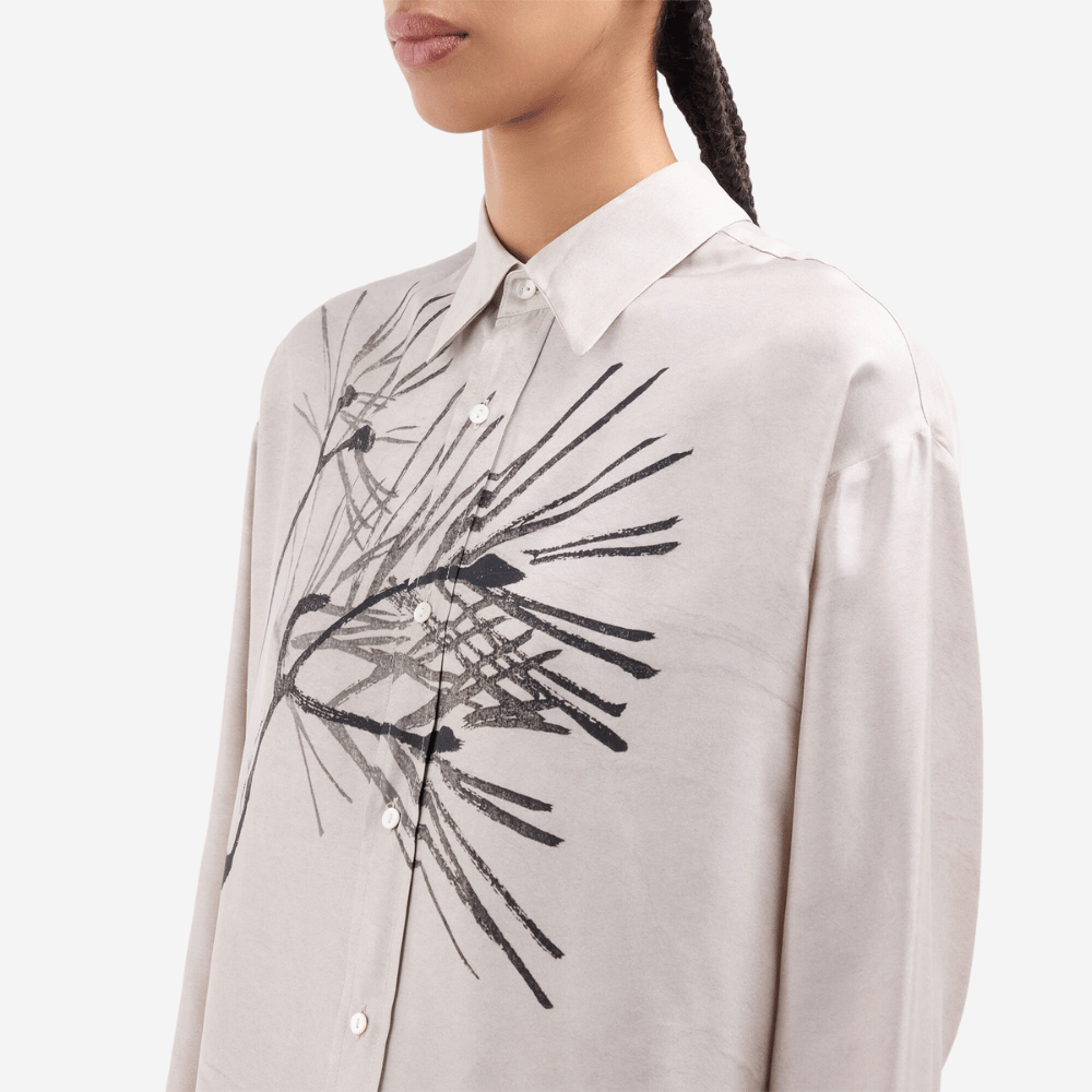 Pierre Louis Mascia ALOE Longsleeve Silk Shirt in CARTA ANTICA – International designer fashion boutique Australia Riada Concept Woollahra