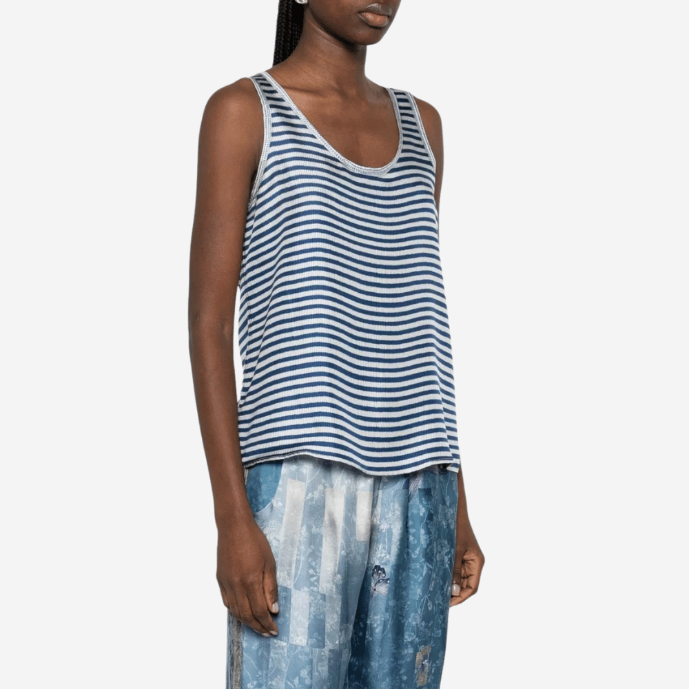 Pierre Louis Mascia ALOE Striped Tank Top in Blue – International designer fashion boutique Australia Riada Concept Woollahra