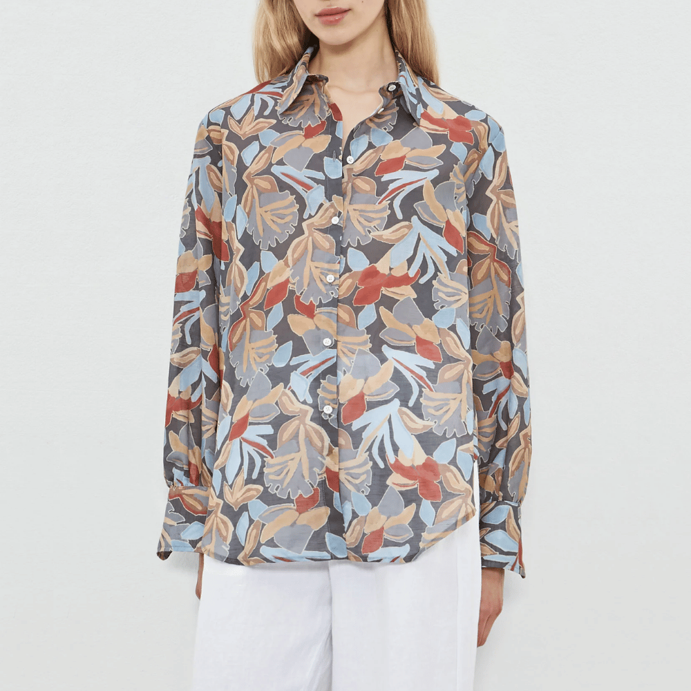 Massimo Alba Woman Anna Cotton Linen Shirt in Ferro MASSIMO ALBA WOMENS Designer fashion shop online and in store High End fashion boutique Sydney Australia Riada Concept