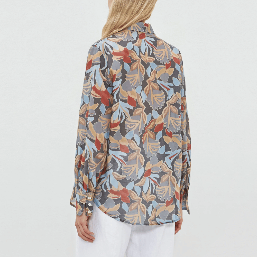 Massimo Alba Woman Anna Cotton Linen Shirt in Ferro MASSIMO ALBA WOMENS Designer fashion shop online and in store High End fashion boutique Sydney Australia Riada Concept