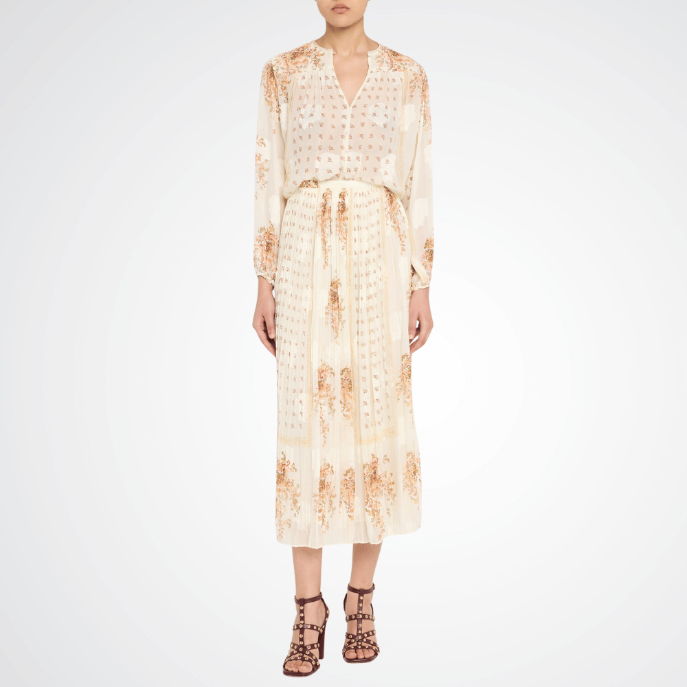 Ulla Johnson Brion Long Pleated Skirt in Alabaster ULLA JOHNSON Designer fashion shop online and in store High End fashion boutique Sydney Australia Riada Concept