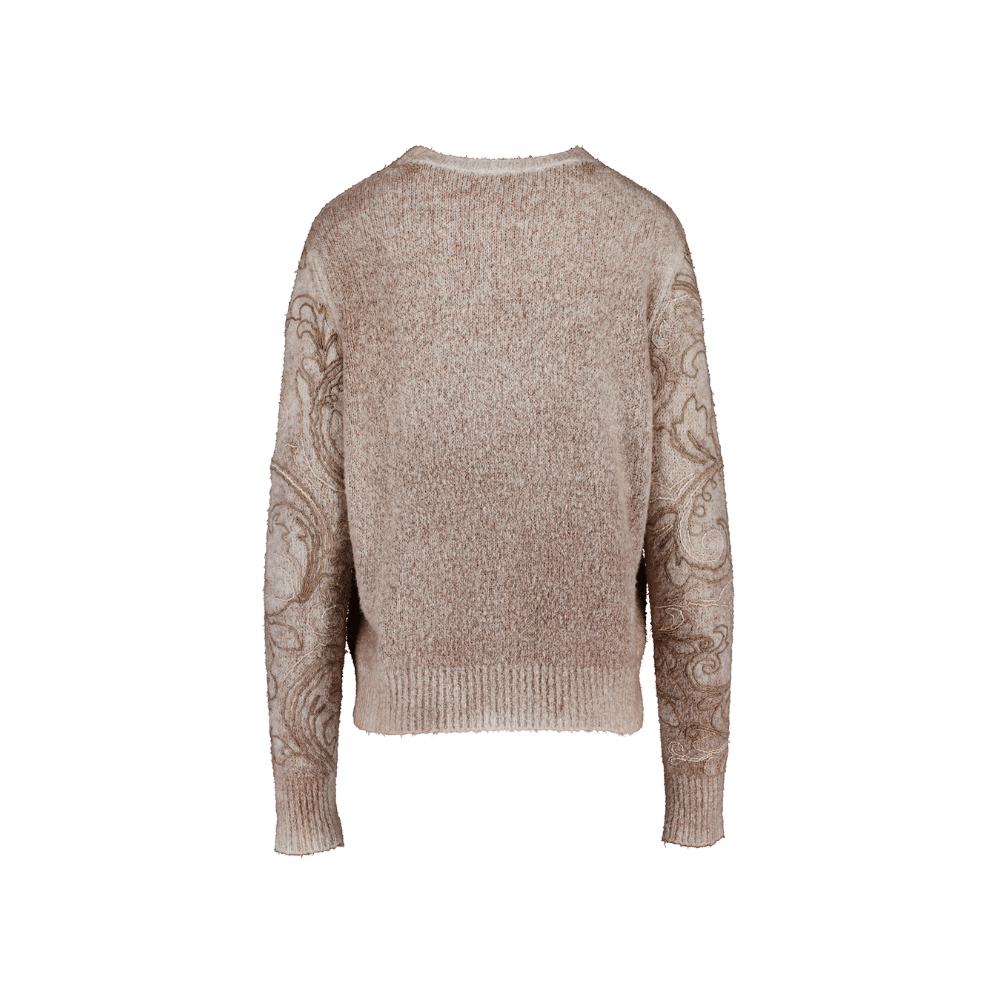 Avant Toi Hand-Painted Cotton Paisley Embroidered Sweater in Sughero – International designer fashion boutique Australia Riada Concept Woollahra