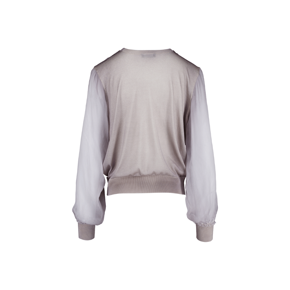 Avant Toi Hand-Painted Silk and Chiffon Round Neck Pullover in Ash – International designer fashion boutique Australia Riada Concept Woollahra