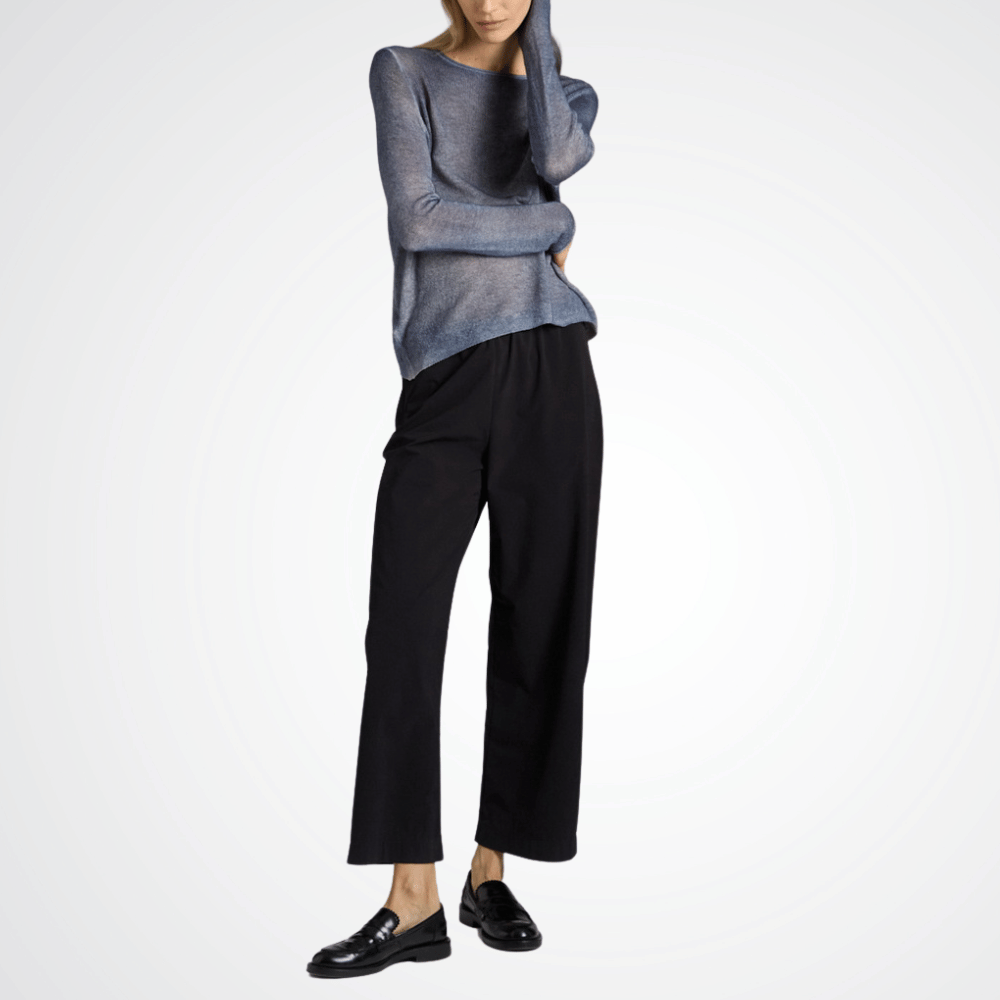 Avant Toi Bicolour Light Cashmere Round Neck Sweater in Midnight Carruba – International Designer Fashion Boutique Australia Riada Concept Woollahra