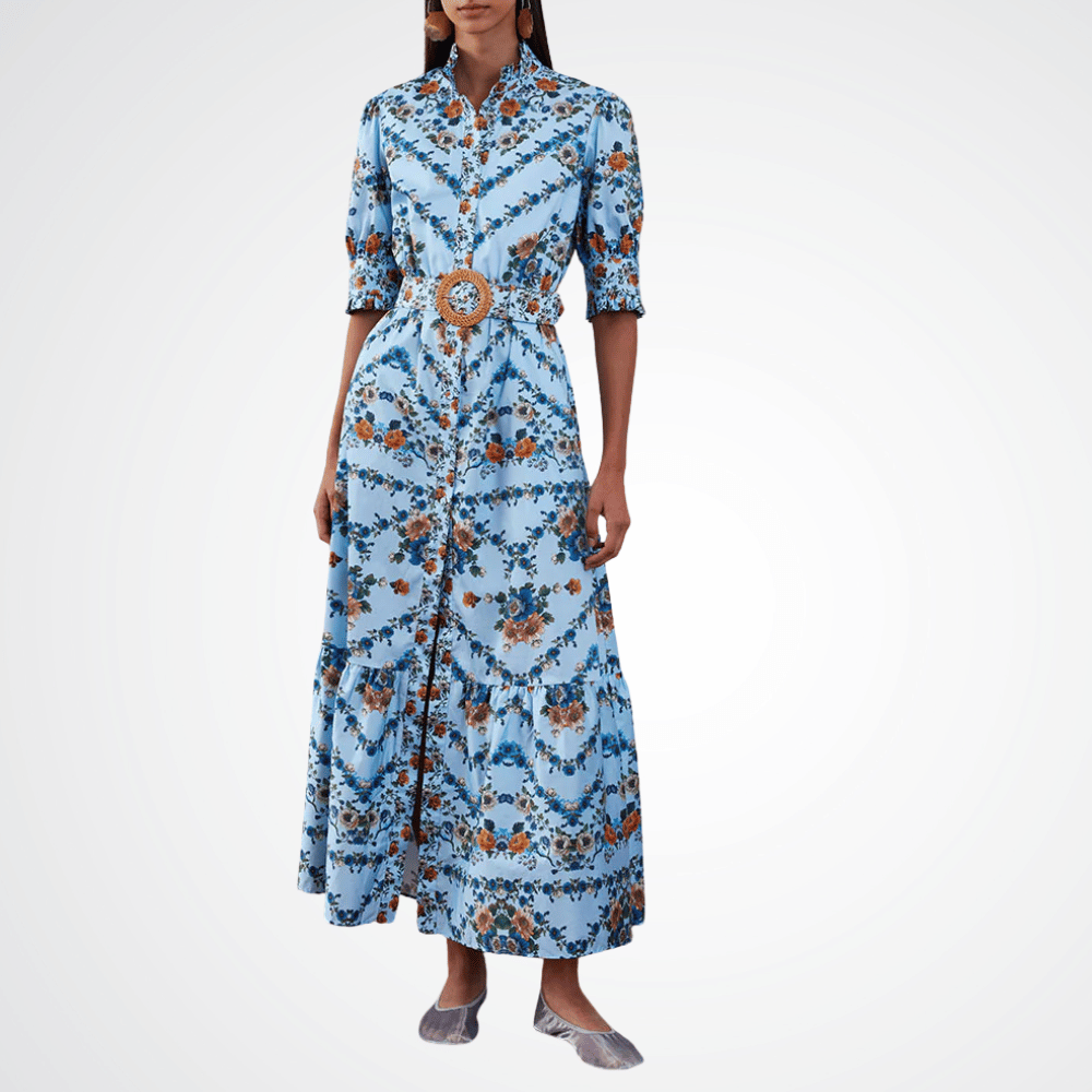 Borgo de Nor Marni Cotton Maxi Dress in Magical Blossom Blue 8