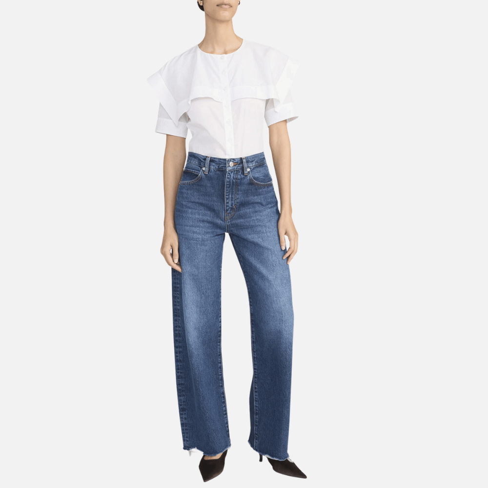 FRAME Bow High-Rise Barrel Jeans in Acumen FRAME designer denim at Riada Concept luxury fashion boutique Woollahra Sydney Australia
