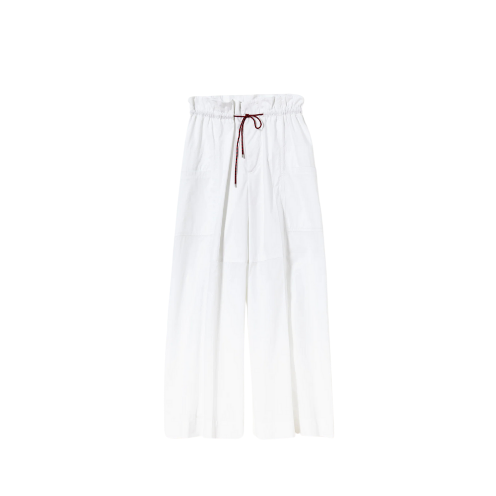 COTTON DRAWSTRING TROUSERS IN WHITE