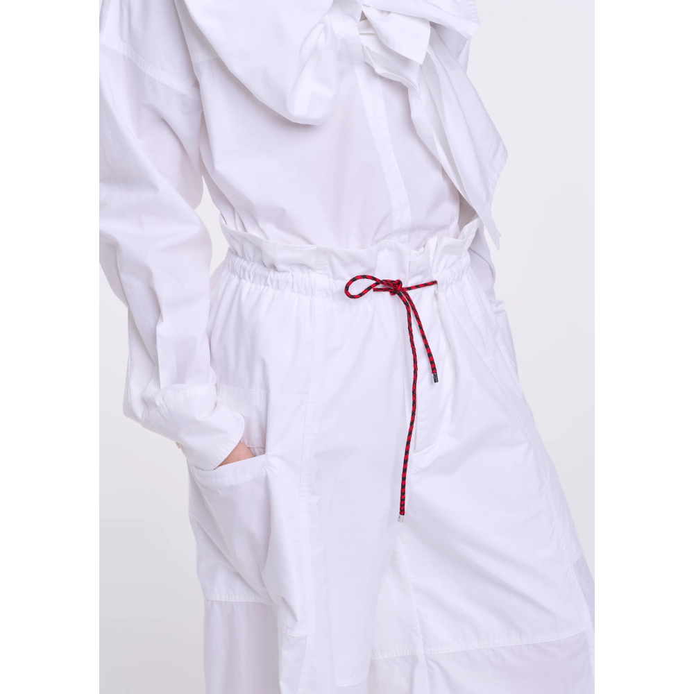 COTTON DRAWSTRING TROUSERS IN WHITE
