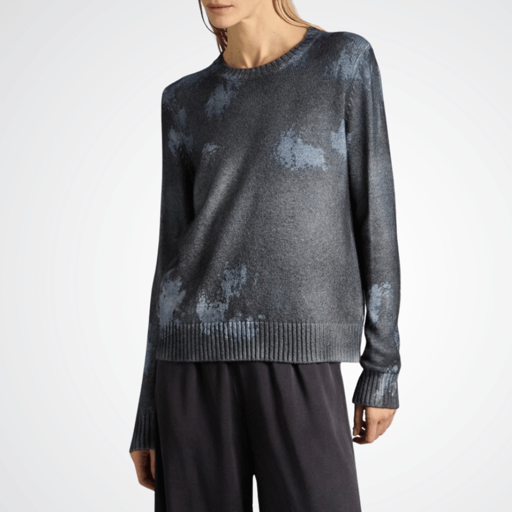 Avant Toi Cracked Effect Round Neck Pullover in Midnight Avant Toi Luxury knitwear stockist Australia Riada Concept online Sydney Designer fashion shop online and in store High End fashion boutique Sydney Australia Riada Concept