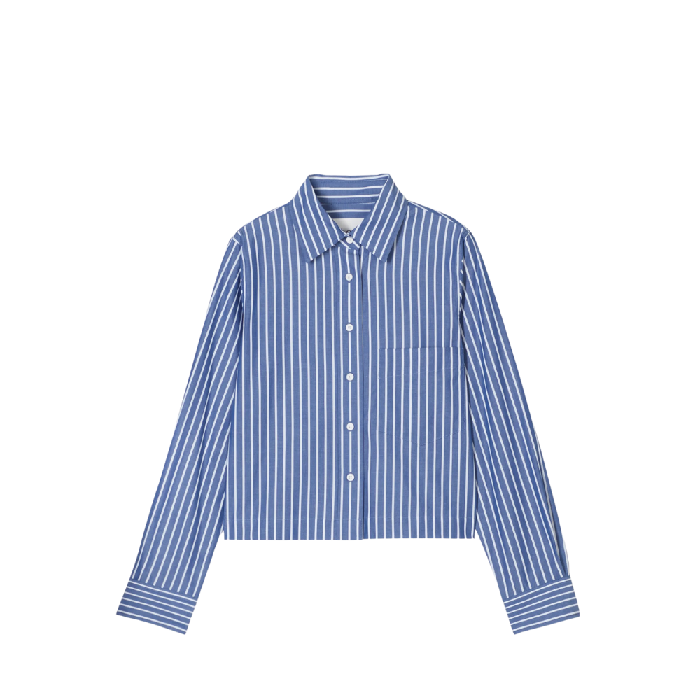 Cropped Classic Short Blouse in Graphite Blue