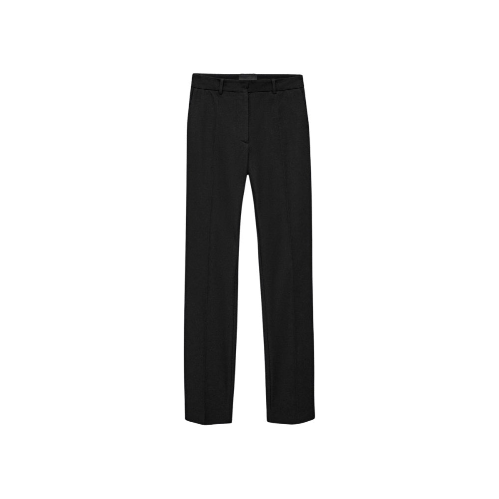 JOSEPH Coleman Long gabardine stretch trousers in black, slim full-length leg, front view