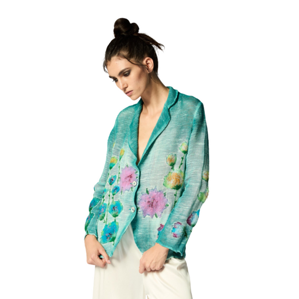 Needle punch flowers net jacket in provence