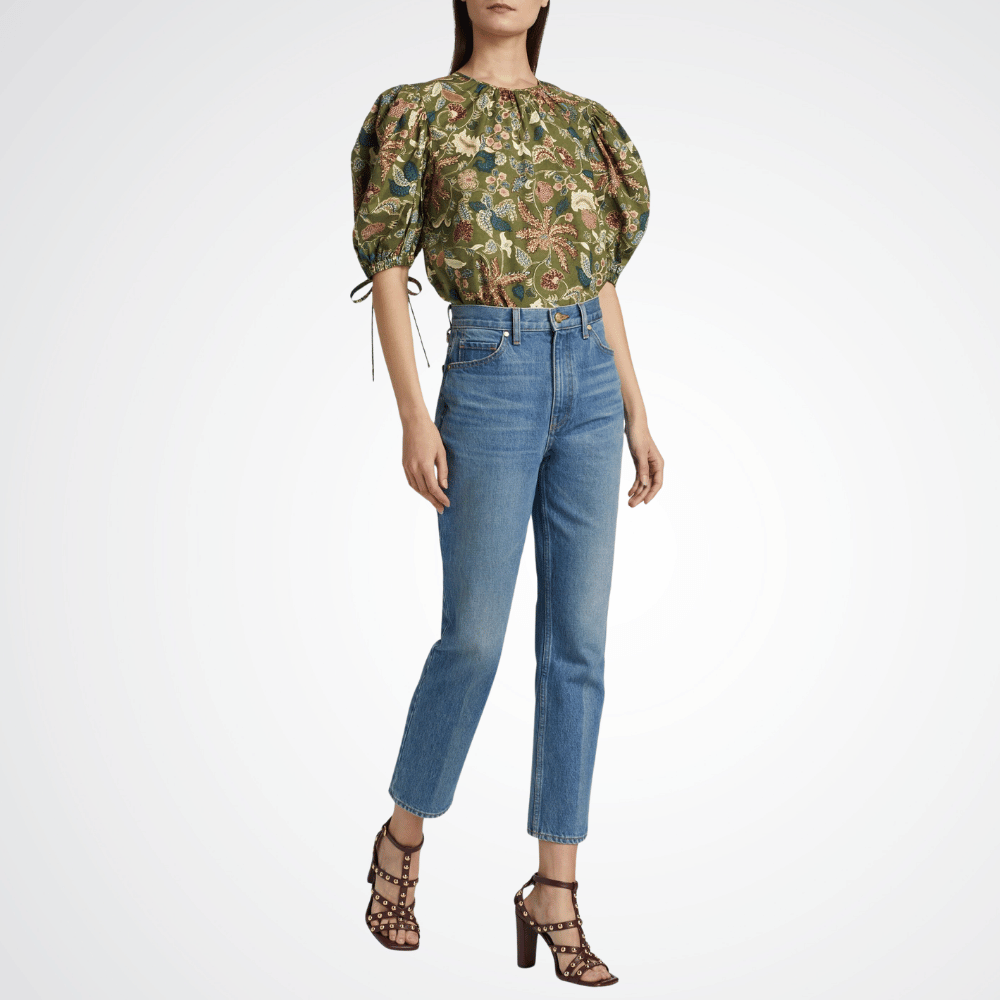 Ulla Johnson Coralie Short Sleeve Blouse in Lichen ULLA JOHNSON Designer fashion shop online and in store High End fashion boutique Sydney Australia Riada Concept