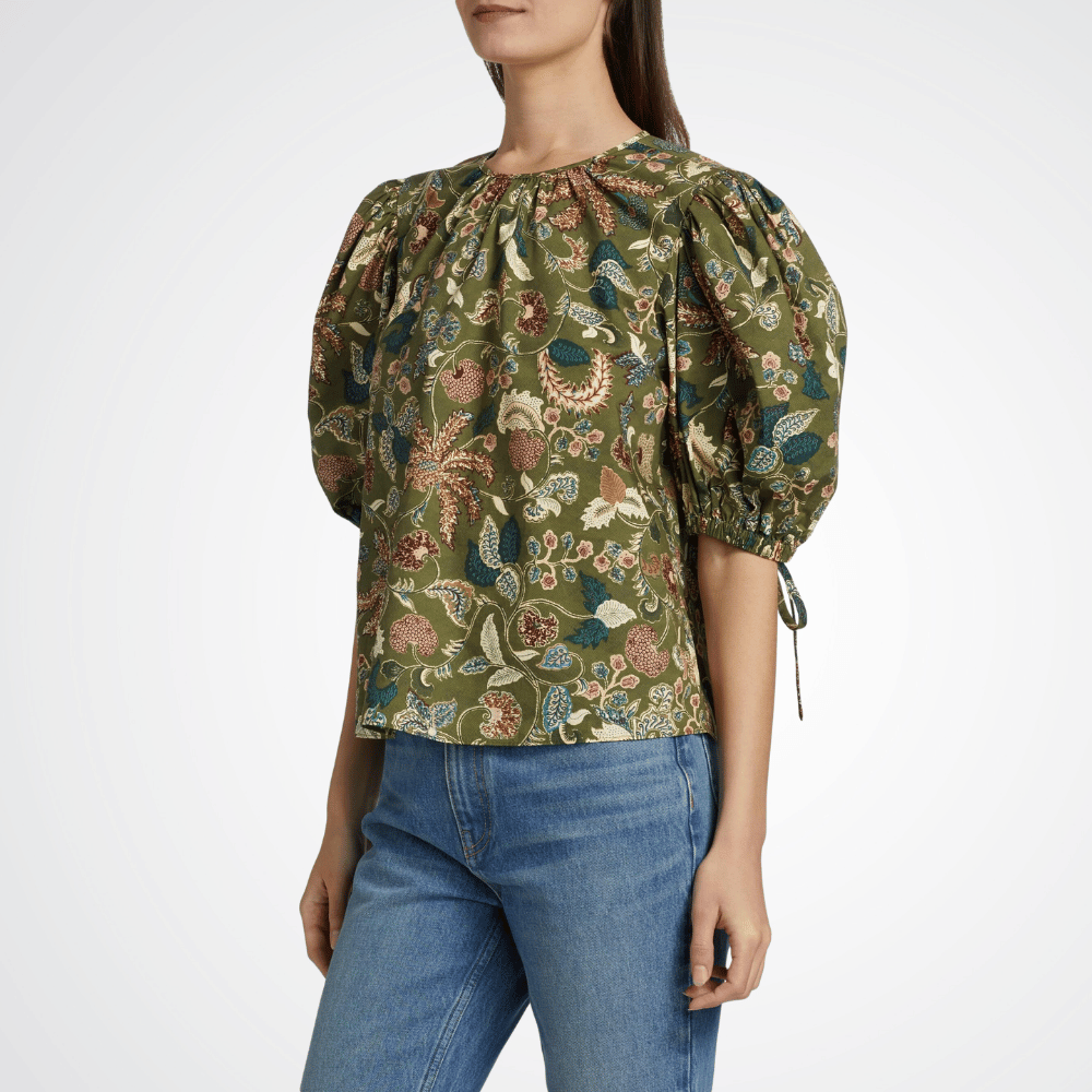 Ulla Johnson Coralie Short Sleeve Blouse in Lichen ULLA JOHNSON Designer fashion shop online and in store High End fashion boutique Sydney Australia Riada Concept