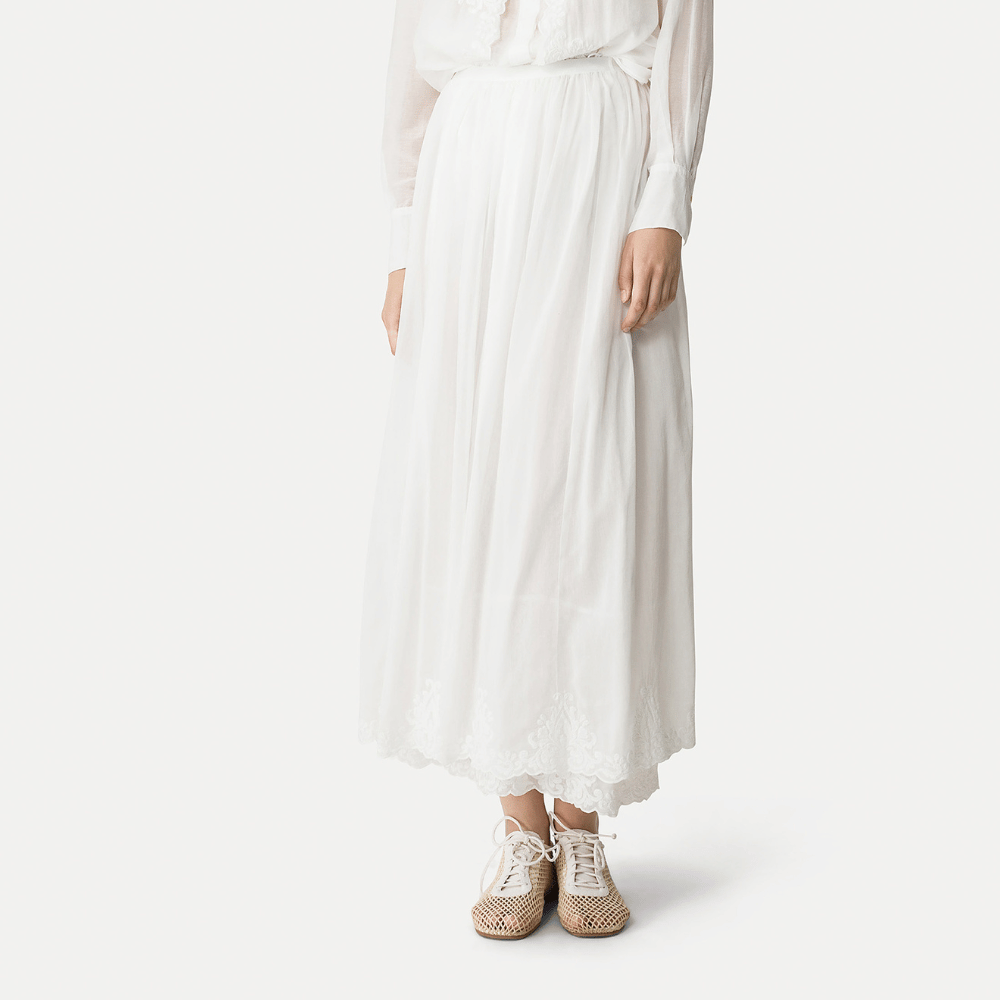 Forte Forte Embroidered Cotton Silk Voile Shirt in Bianco – International designer fashion boutique Australia Riada Concept Woollahra